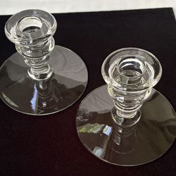 Candle Holders Set (2) Clear Glass