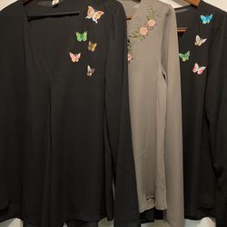 3 Dearcase green and black butterfly tops