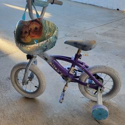 Girls 12 inch bicycle with training wheels with helmet FROZEN