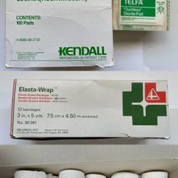 New 7 Bandages Gauze Elastic + 29 Big Ouchless Sterile Pads 3”x4”