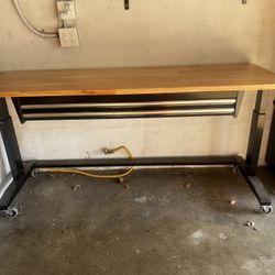 Husky 72 in. Adjustable Height Workbench Table 2-Drawers Black