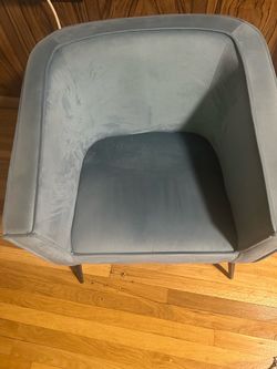 Blue Velvet Barrel Accent Chair