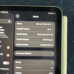 iPad mini (A17 Pro) model number MXN73LL/A