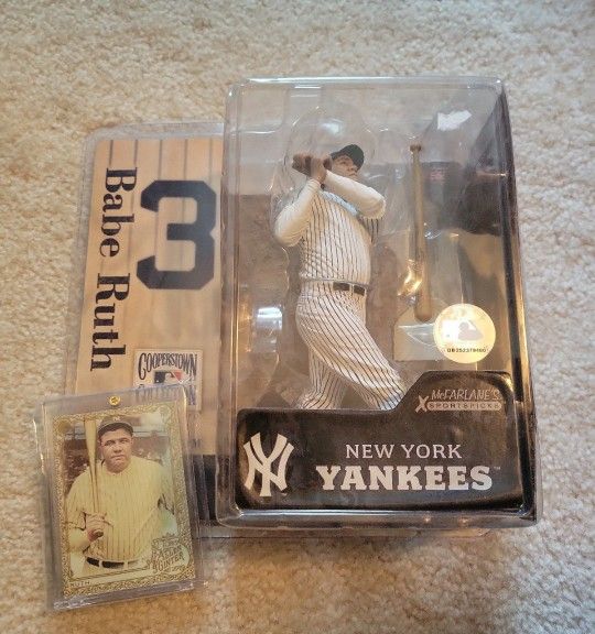 Babe Ruth Action Figure & Baseball Card