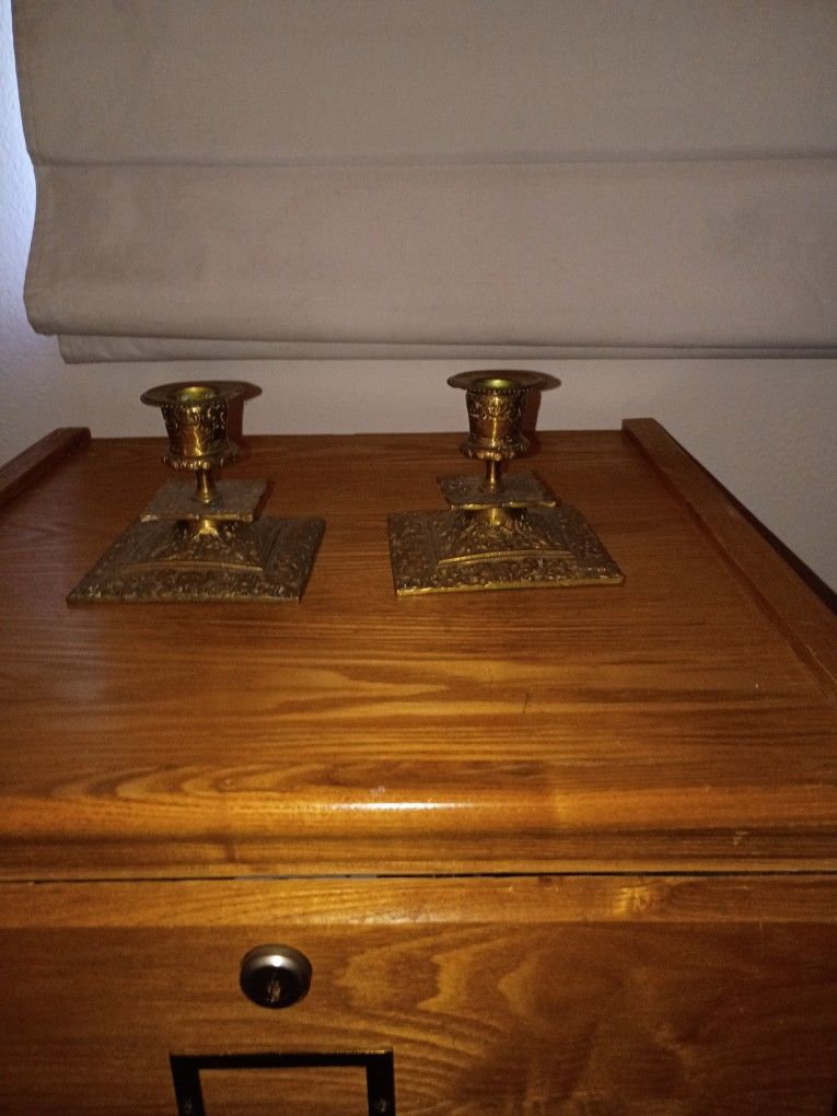 Brass Candle Holders W/ Removable Ring To Adjust Size