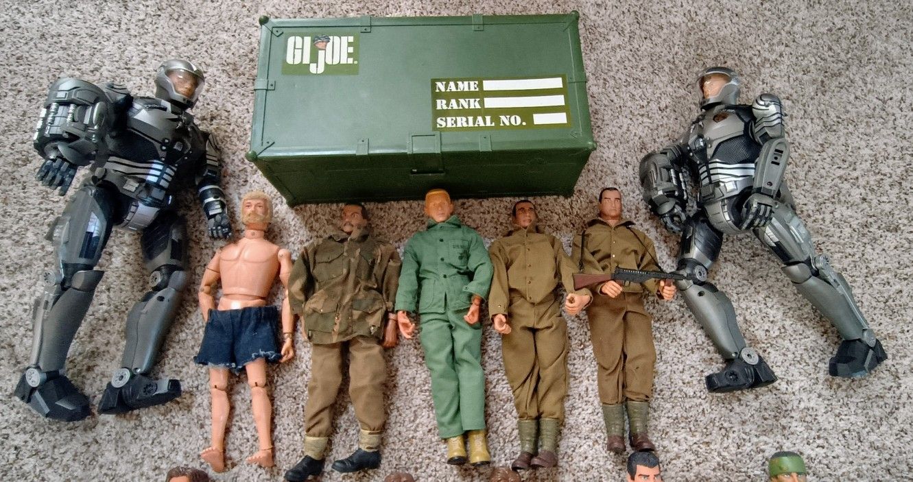 Entire Military Vintage Large Full Size 28 PIECE GI JOE ACTION FIGURE COLLECTION. 1964 BLONDE GI JOE Thru 1990'S. See our other great vintage art a
