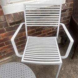Two Metal Chair And Coffee Table 
