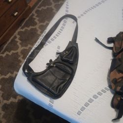 All Black Leather Sling Bag