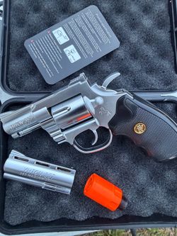 Colt 357 Revolver-Shaped Torch Lighter, Silver Black, collectible novelty
