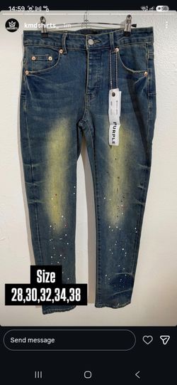 PURPLE BRAND BLUE YELLOW FADED PAINT SPLATTER DENIM JEANS NEW COLLECTION