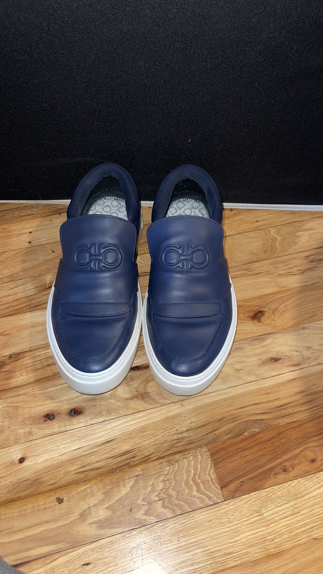 Salvatore Ferragamo Priamo Slip On Sneakers. Navy Blue No Insoles or box
