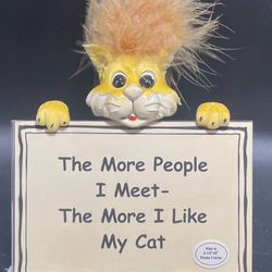 Vintage Feathered Cat Card Holder