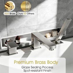 Bathtub Faucet 3 Hole Chrome Contemporary Style