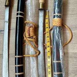 Antique Burmese Thai Dha Daab Dagger Asian Sword with Wave Markings and Sheath
