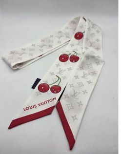 Louis Vuitton Cherry Print Silk Bandeau Scarf