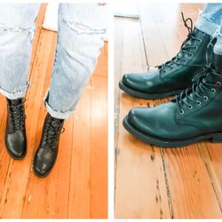 Frye Veronica Combat Black Leather Boot Womens Size 11 B ((contact info removed))