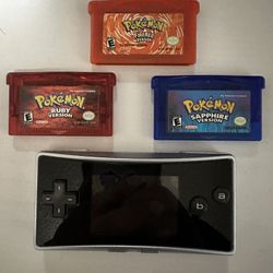Nintendo Gameboy Micro With Pokemon Games
