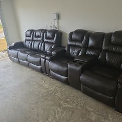 Recliner Sofa and 3 Chairs 