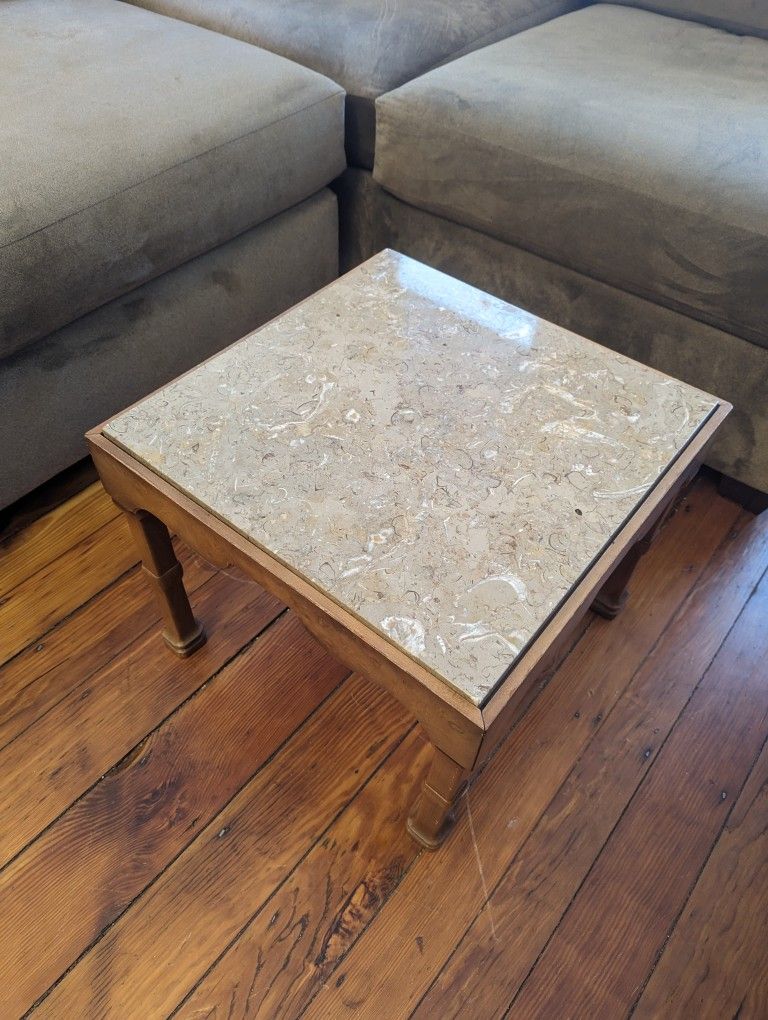 Antique coffee table, stone top