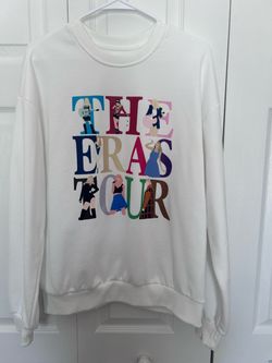 The Eras Tour Women’s White Graphic Sweatshirt Size L Taylor Inspired Crewneck