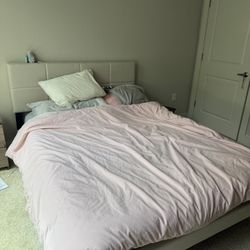 Queen Bed Frame + Mattress – Clean, Supportive, Includes Pillows