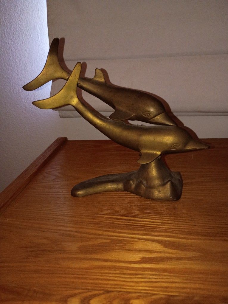 Brass Dolphin Sculture