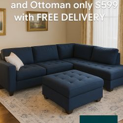 🔥 UNBELIEVABLE DEAL! 🔥BEAUTIFUL NAME BRAND THOMASVILLE SECTIONAL SOFA with STORAGE OTTOMAN 🛋️ FREE DELIVERY 🚚 