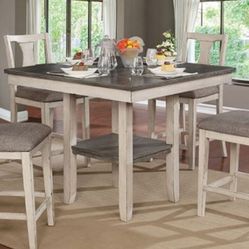 Brand New Antique White & Grey 5pc Counter Height Dining Table Set