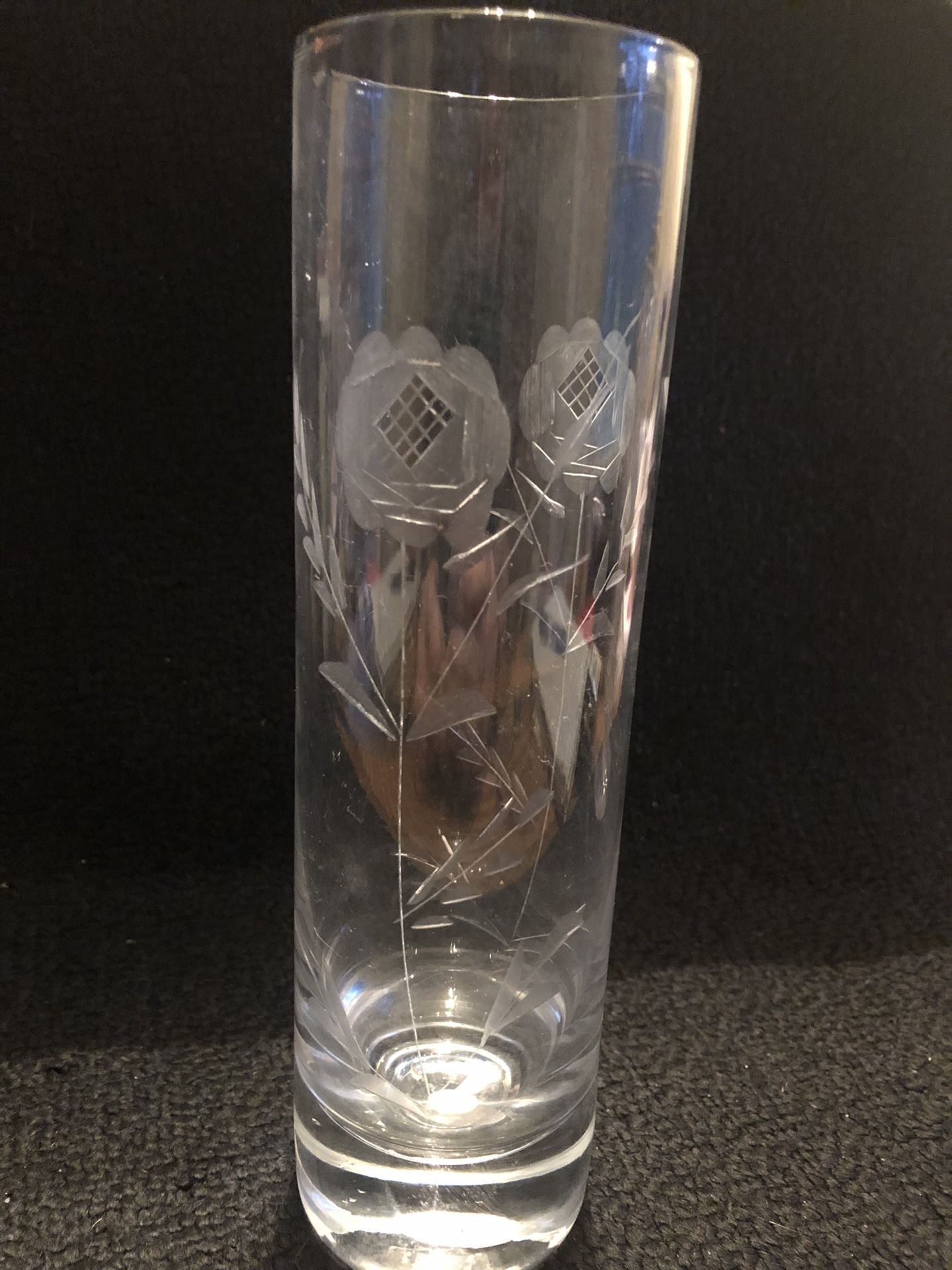 Glass etched Flower Vase