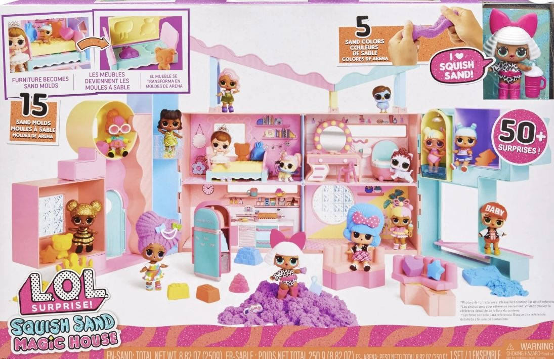 LOL Surprise Squish Sand Magic House with Tot Playset with Doll, Sand, Surprises, Accessories NEW