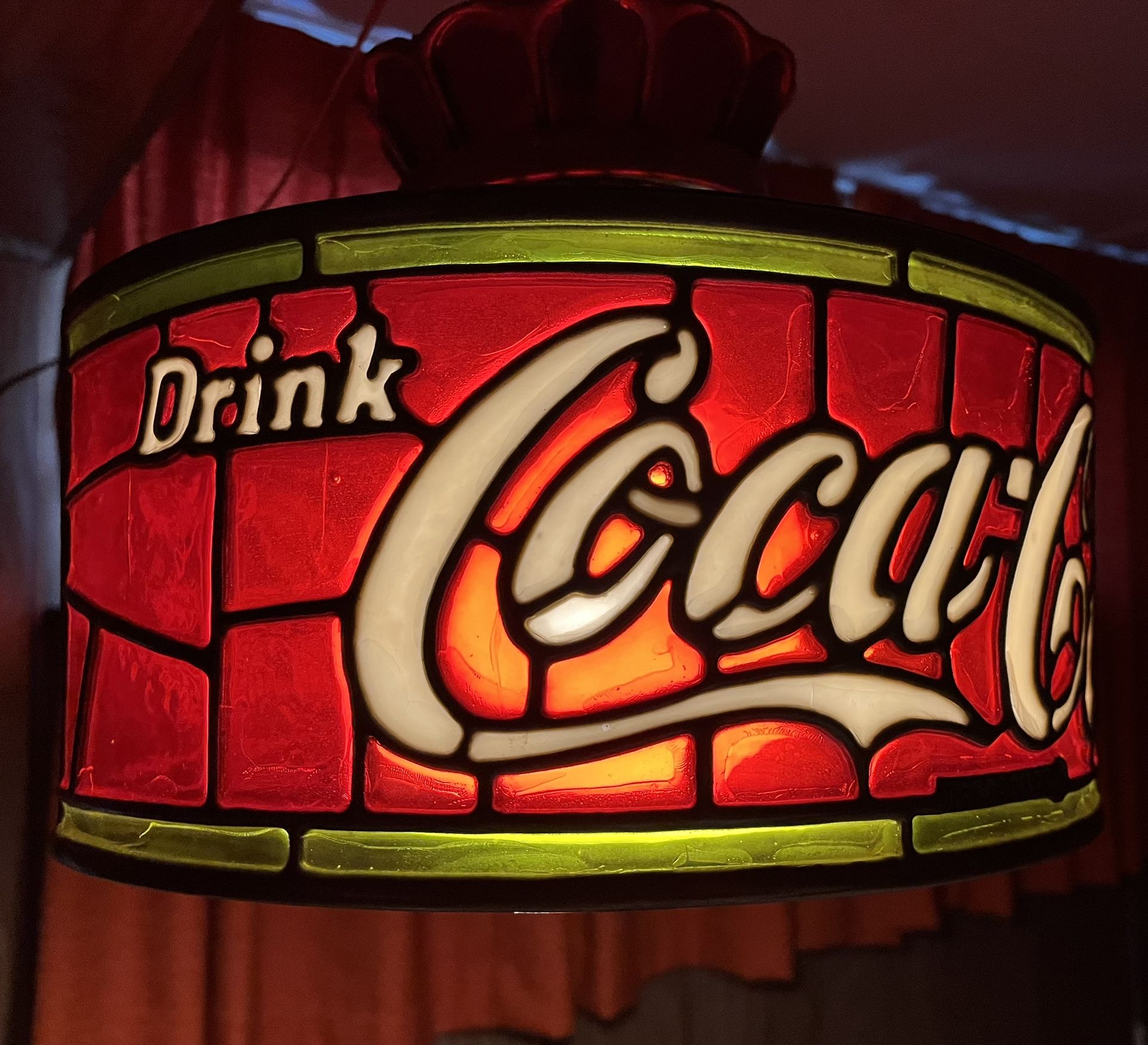 Vintage COCA-COLA pool table / man cave Tiffany Style Hanging LIGHT / Hanging Lampo