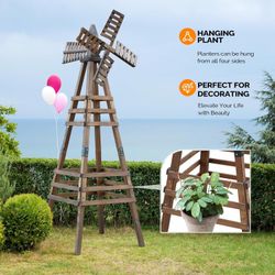 VINGLI Outdoor Wooden Windmill – Garden Wind Spinner (Medium)