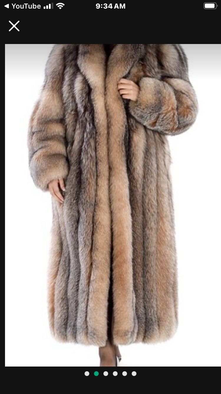 Crystal Fox Full Length Coat. & Rose Gold Heart Ring