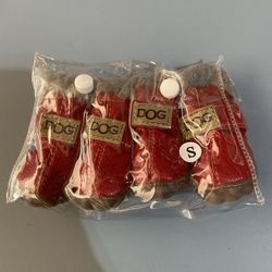 Winter Pet Dog Shoes Warm Snow Boots Waterproof Fur 4Pcs Set Cotton