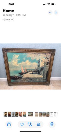 Vintage Scenic Fishing Village By L Richter