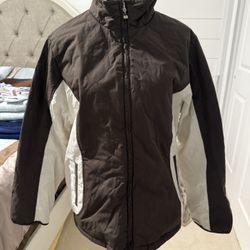 Free Country Reversible Jacket brown / white Fleece Hood Zip 