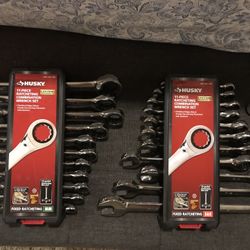 (2) 11 Piece Ratchet Combo Wrench Set & Accessory Kit