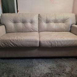 Beige Leather Sofabed