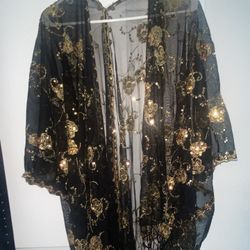 Sequin Black And gold Vintage Robe 