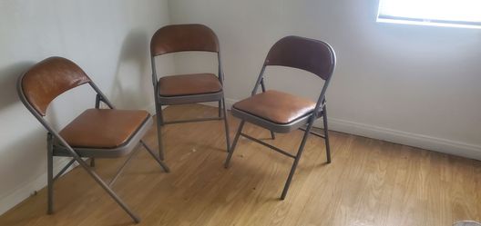 Set of 3 Padded Metal Folding Chairs