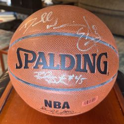 Autographed NBA Basketball signed by Eddie Jones, Dorell Wright, and Rasual Butler