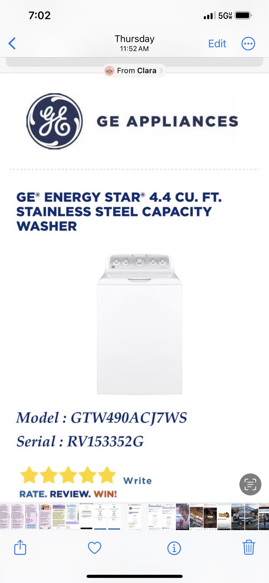 GE. Energy Star Washer /dryer  Machines