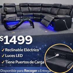 🔥SOFÁ RECLINABLE CON CARGADOR LUCES LED