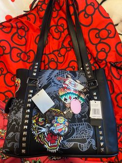 Ed Hardy Black Studded Tote Bag with Tags
