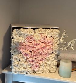 Decorative Artificial Rose Flower Box with Butterfly Accents