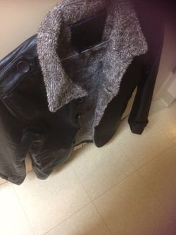 Unisex leather warm winter coat