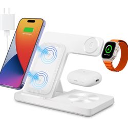 Wireless Charger, 3 in 1 Charging Station for Multiple Devices, for iPhone, Airpods & Iwatch