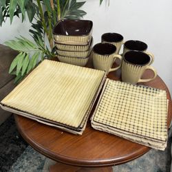 Threshold Bamboo Stoneware Dish Set Plates Bowls Coffee Mugs