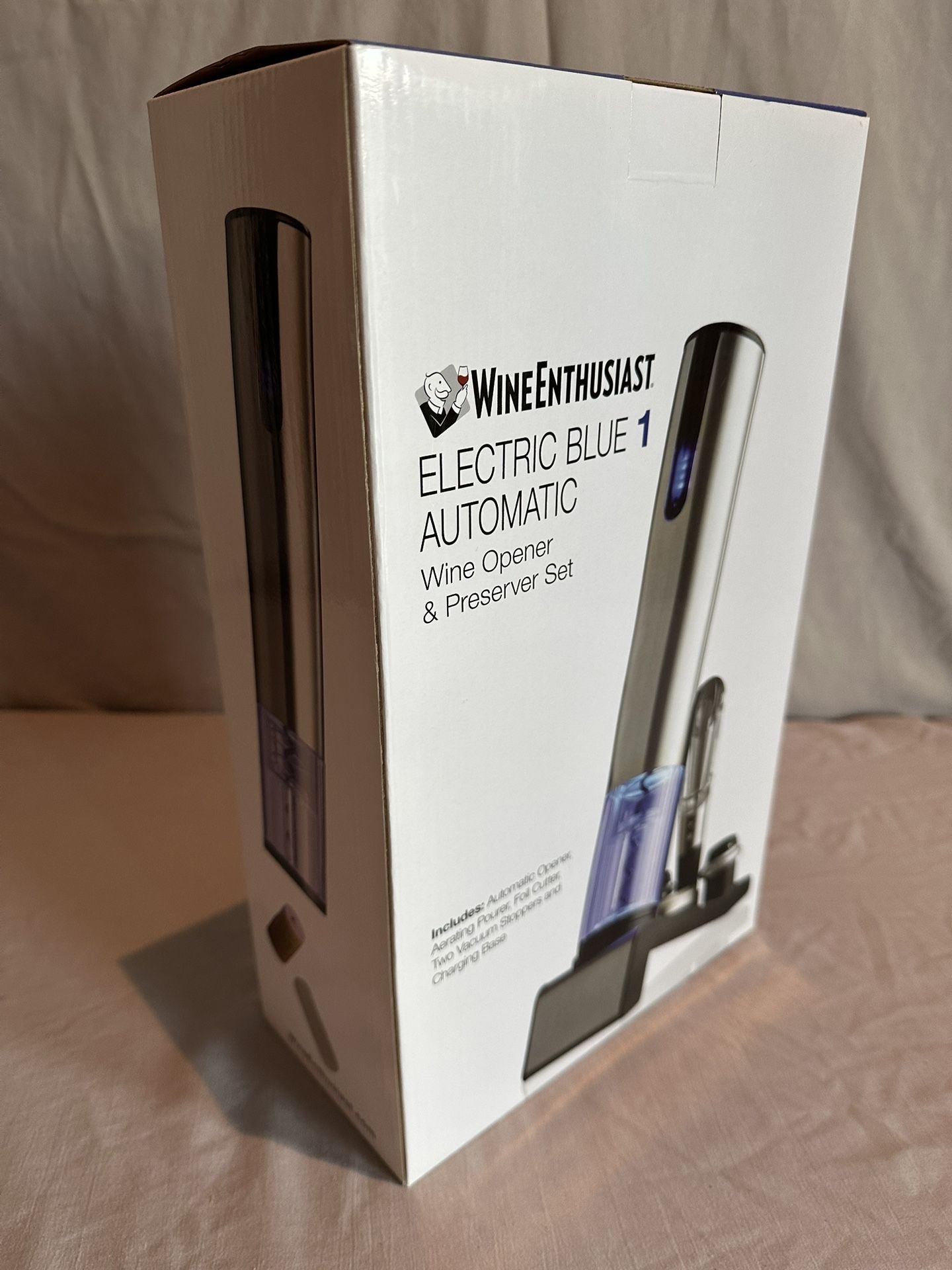 Wine Enthusiast ELECTRIC BLUE 1 AUTOMATIC Wine Opener & Preserver Set