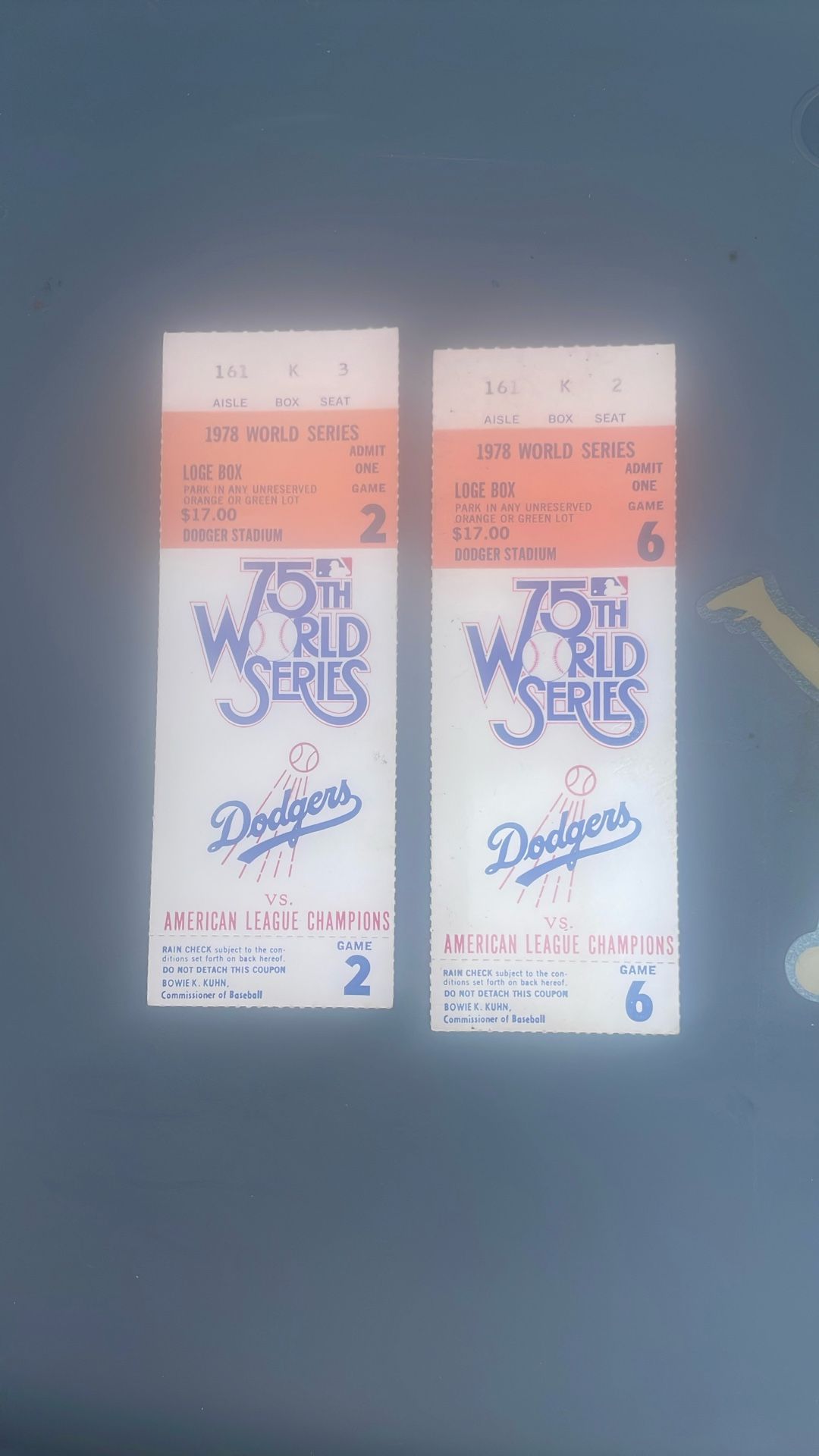 World Series 1978 Ticket Stubs